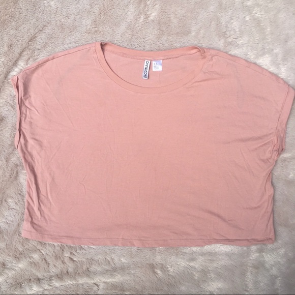 H&M Tops - H&M Blush Pink Crew Neck Crop Top Size XL